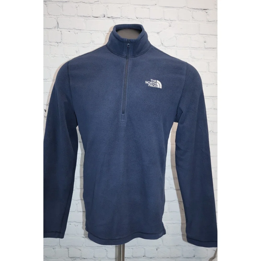 The North Face Pullover Shirt Mens Medium Navy Blue 1/4 Zip Fleece Performance
